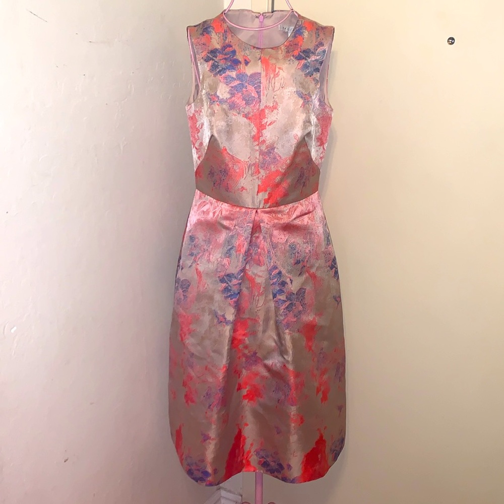 🎁Like New Rare Kay Unger Cream Multi Sheath Dress- Size: 2/X-Small